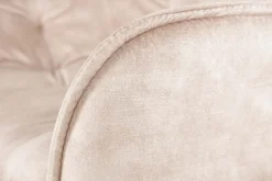 Design Barhocker MILANO champagner beige Samt Barstuhl mit Lehne Metall schwarz
