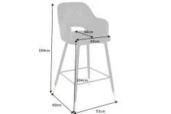 Design Barhocker PARIS grau Samt mit Lehne Metall schwarz gold Ziersteppung