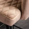 Design Barhocker PARIS greige Samt mit Lehne Metall schwarz gold Ziersteppung