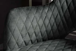 Design Barhocker PARIS grün Samt mit Lehne Metall schwarz gold Ziersteppung