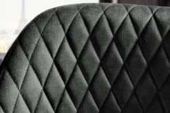 Design Barhocker PARIS grün Samt mit Lehne Metall schwarz gold Ziersteppung