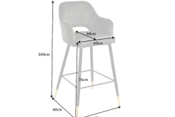 Design Barhocker PARIS grün Samt mit Lehne Metall schwarz gold Ziersteppung