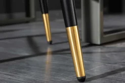 Design Barhocker PARIS senfgelb Samt mit Lehne Metall schwarz gold Ziersteppung