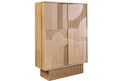Design Barschrank ART DECO 140cm weiß gekälkt Mangoholz 3D-Front