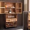 Design Barschrank BODEGA 160cm natur Pinienholz Weinregal Glashalter Schubladen