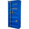 Design Barschrank Container GLOBETROTTER 180cm blau Weinregal Upcycling