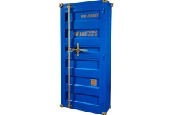 Design Barschrank Container GLOBETROTTER 180cm blau Weinregal Upcycling