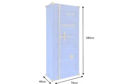 Design Barschrank Container GLOBETROTTER 180cm blau Weinregal Upcycling