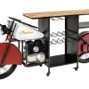 Design Bartisch EASY RIDER 230cm weiß rot schwarz Mangoholz Motorrad Upcycling