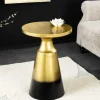 Design Beistelltisch ABSTRACT 60cm gold Metall gebürstet Patina Handarbeit rund Säulentisch