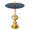 Design Beistelltisch ABSTRACT 45cm gold Metall schwarze Glasplatte handmade rund
