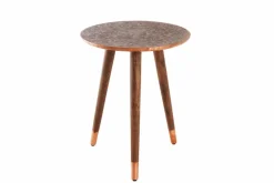 Design Beistelltisch ALCAZAR 50cm antik kupfer Metall Mangoholz Handarbeit rund