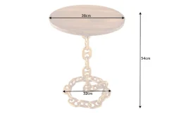 Design Beistelltisch CHAINS 55cm gold Mangoholz handmade Metall rund Kettengestell massiv