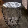 Design Beistelltisch DIAMOND 50cm grau Marmor schwarz Metall