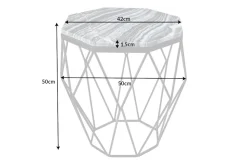 Design Beistelltisch DIAMOND 50cm grau Marmor schwarz Metall