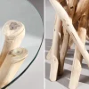 Design Beistelltisch DRIFTWOOD 40cm Teakholz mit Glasplatte rund Couchtisch
