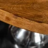 Design Beistelltisch EXTRAVAGANCIA 60cm Mangoholz massiv rund Metall Säulenfuß silber