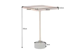 Design Beistelltisch TRAYFUL 55cm natur Akazie Massivholz schwarzer Marmorfuß gold Metall