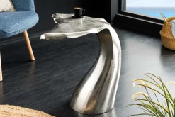 Design Beistelltisch WILDLIFE Walflosse 60cm silber Metall handmade