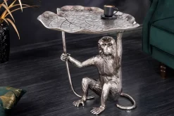 Design Beistelltisch WILDLIFE MONKEY 60cm silber Metall handmade