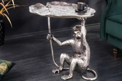 Design Beistelltisch WILDLIFE MONKEY 60cm silber Metall handmade