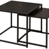 Design Beistelltische 2er Set SLIM LINE 50cm Esche schwarz Industrial Stil