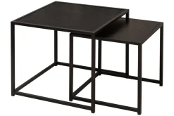 Design Beistelltische 2er Set SLIM LINE 50cm Esche schwarz Industrial Stil