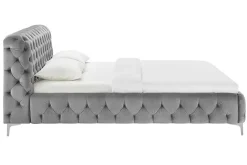 Design Bett MODERN BAROCK 160x200cm grau Samt Chesterfield Doppelbett
