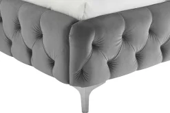 Design Bett MODERN BAROCK 160x200cm grau Samt Chesterfield Doppelbett