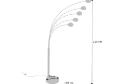 Design Bogenlampe FIVE LIGHTS 210cm schwarz gold Stehlampe mit Marmorfuß