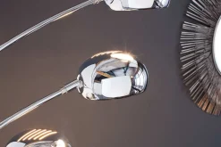 Design Bogenlampe FIVE LIGHTS 205cm chrom Stehlampe mit schwarzem Marmorfuß