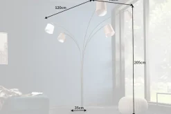 Design Bogenlampe LEVELS 205cm weiß beige braun 5 Leinenschirme Stehlampe