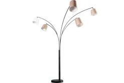 Design Bogenlampe LEVELS 205cm weiß beige braun 5 Leinenschirme Stehlampe