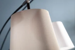 Design Bogenlampe LEVELS 205cm weiß beige braun 5 Leinenschirme Stehlampe