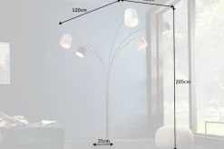 Design Bogenlampe LEVELS 205cm schwarz grau 5 Leinenschirme Stehlampe