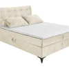 Design Boxbett DECADENCIA 180x200cm beige Samt mit Stauraum Matratze Topper