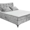 Design Boxbett DECADENCIA 180x200cm silbergrau Samt mit Stauraum Matratze Topper
