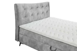 Design Boxbett DECADENCIA 180x200cm silbergrau Samt mit Stauraum Matratze Topper