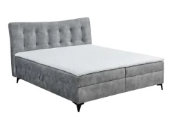 Design Boxbett DECADENCIA 180x200cm silbergrau Samt mit Stauraum Matratze Topper
