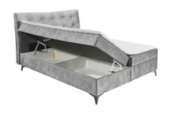 Design Boxbett DECADENCIA 180x200cm silbergrau Samt mit Stauraum Matratze Topper