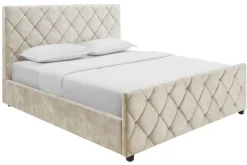 Design Boxbett ELYSIUM 180x200cm champagner beige Samt mit Stauraum und Lattenrost