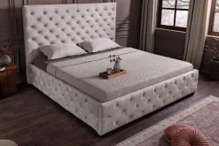 Design Boxbett PARIS 180x200cm champagner beige Samt mit Stauraum und Lattenrost