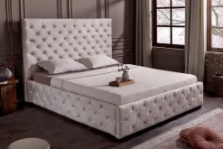 Design Boxbett PARIS 180x200cm champagner beige Samt mit Stauraum und Lattenrost