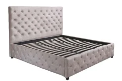Design Boxbett PARIS 180x200cm champagner beige Samt mit Stauraum und Lattenrost