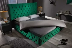 Design Boxbett PARIS 180x200cm dunkelgrün Samt Chesterfield Doppelbett