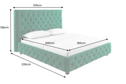 Design Boxbett PARIS 180x200cm dunkelgrün Samt Chesterfield Doppelbett