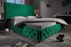 Design Boxbett PARIS 180x200cm dunkelgrün Samt Chesterfield Doppelbett