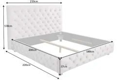 Design Boxbett PARIS 180x200cm beige Leinen Chesterfield Doppelbett