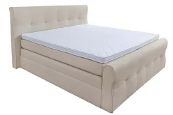 Design Boxspringbett SIGNUM 180x200cm creme Strukturstoff inkl. Stauraum Topper