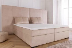 Design Boxspringbett SUITE HOTELBETT 180x200cm beige Samt inkl. Stauraum Topper